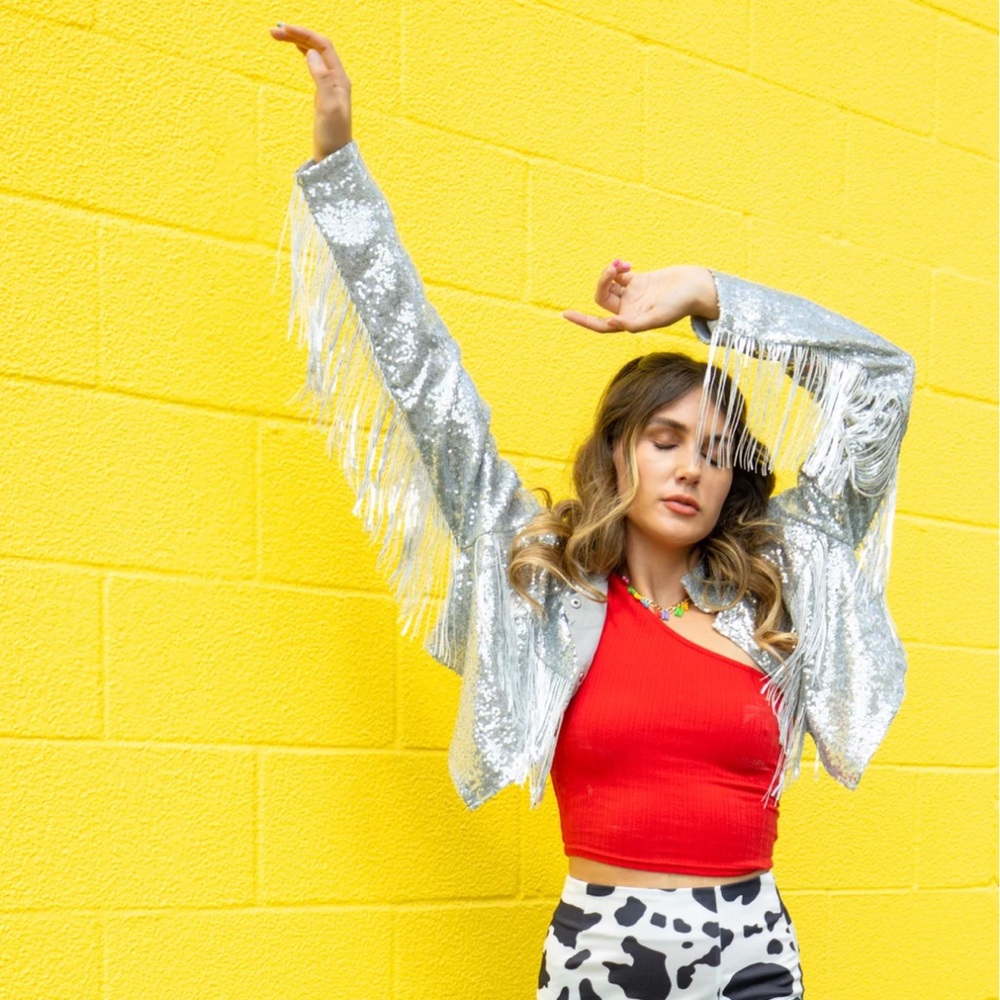 Sequin Fringe Sparkle Jacket Top
